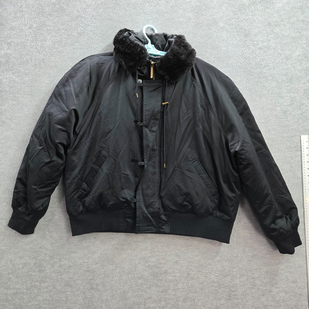 Lauren Ralph Lauren Women Jacket 2XL Black Down Puffer Wool Hooded‎ Full Zip